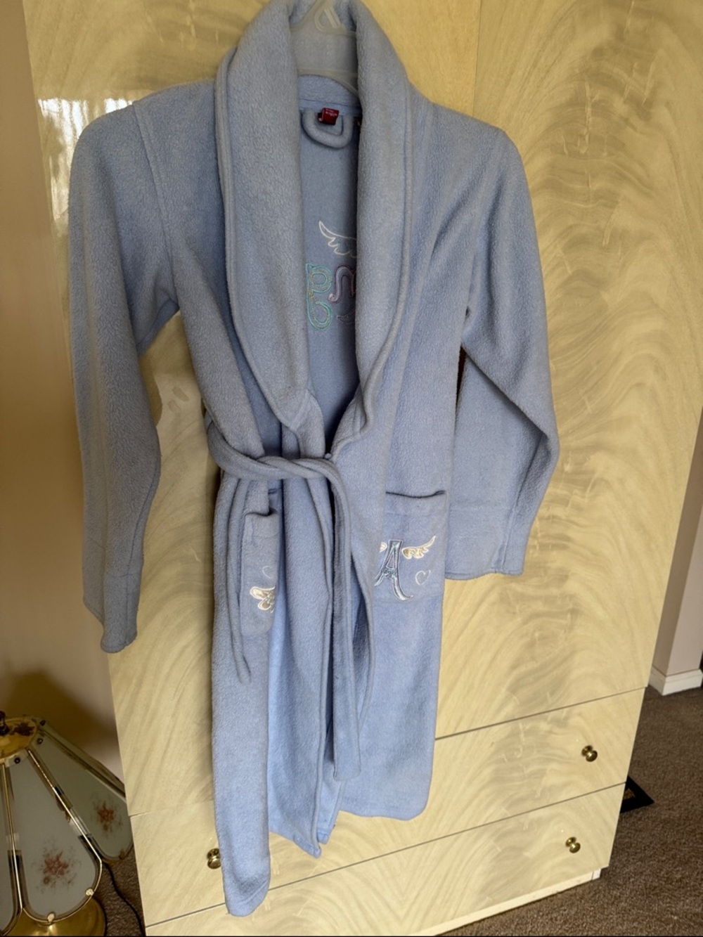 Light Blue Embroidered Fleece Robe - Picture 6 of 6